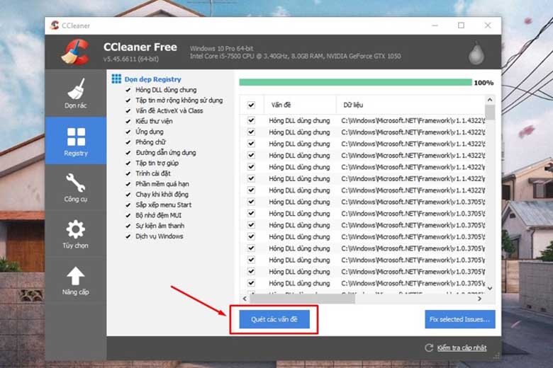 Sửa lỗi Registry để khắc phục lỗi win 10 chậm