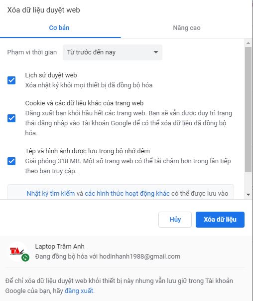 Khắc phục laptop bắt wifi yếu bằng cách xóa cookies