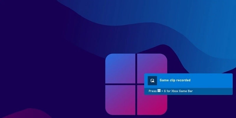 Thông báo hiển thị trên màn hình máy tính với nội dung Game clip recorded